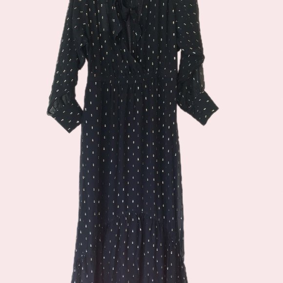 Ba&sh Romy gathered metallic fil coupé georgette midi dress - Picture 7 of 7